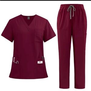 NWOT Two-Piece Garnet Scrubs Set